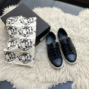 Freda Salvador: 6.5 Black Calf Eda Lowtop Sneaker